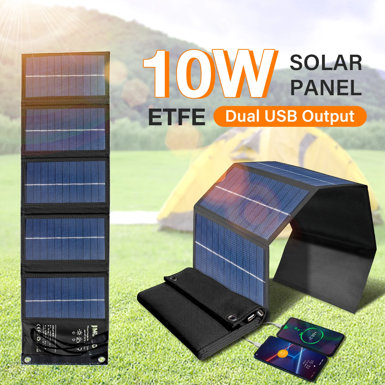 ETFE Солнечная панель 5V 10W мощные банки питания Складные Для мобильного телефона наружная водонепроницаемая зарядка солнечной батареи usb для кемпинга