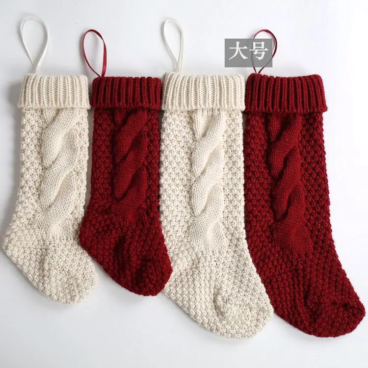 Шерстяные подарки, вязаные Рождественские носки, подвесные подарочные пакеты, декоративные носки для конфет, оптовая продажа, 3 шт./лот
