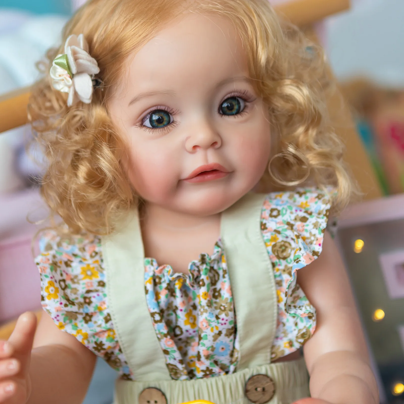 55 см высококачественная кукла-Реборненок с вьющимися волосами Девочка Принцесса Реалистичная Настоящая Мягкая силиконовая кукла для всего тела новорожденная Бебе