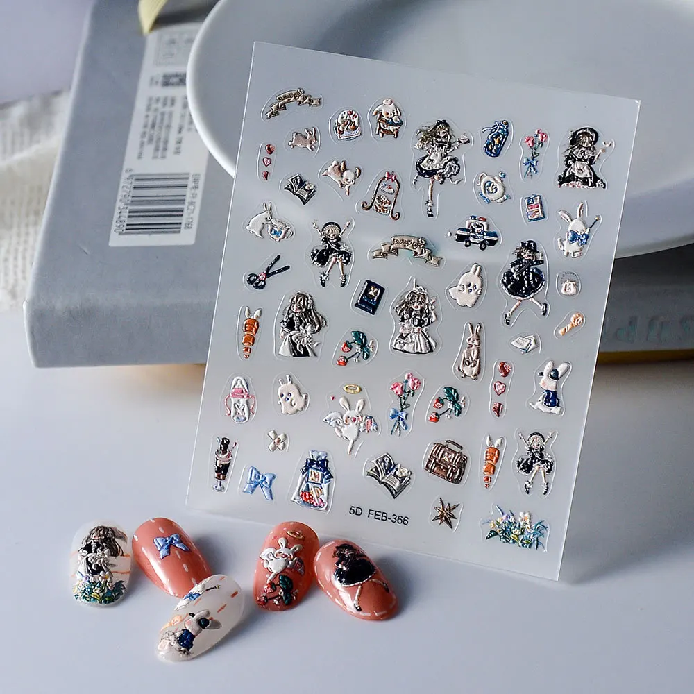 Японский и Корейский Новый 2D Мир Аниме Наклейки для ногтей Студенческие Аксессуары для дизайна ногтей Рельефный Клей Для маникюра