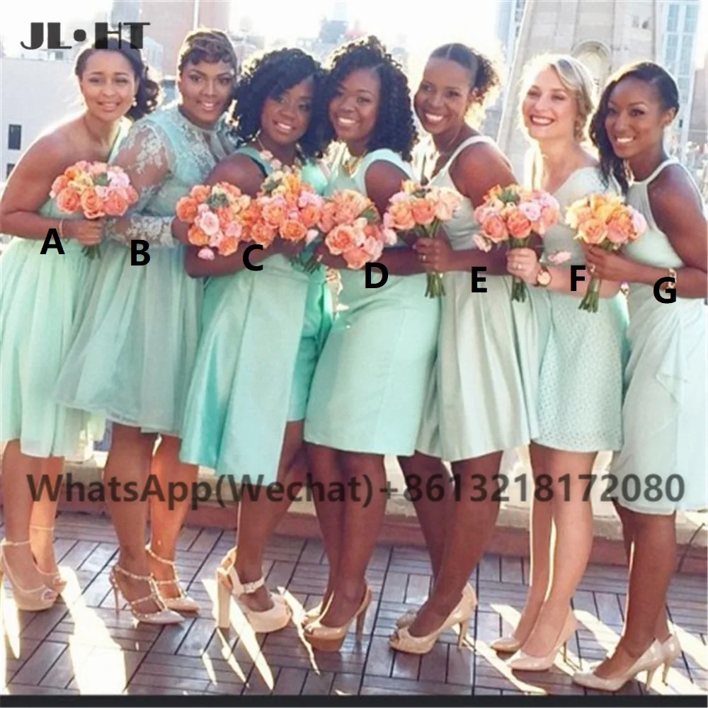 Короткое платье подружки невесты размера 2021 плюс, кружевное свадебное платье трапециевидной формы, черные женские африканские платья подружек невесты