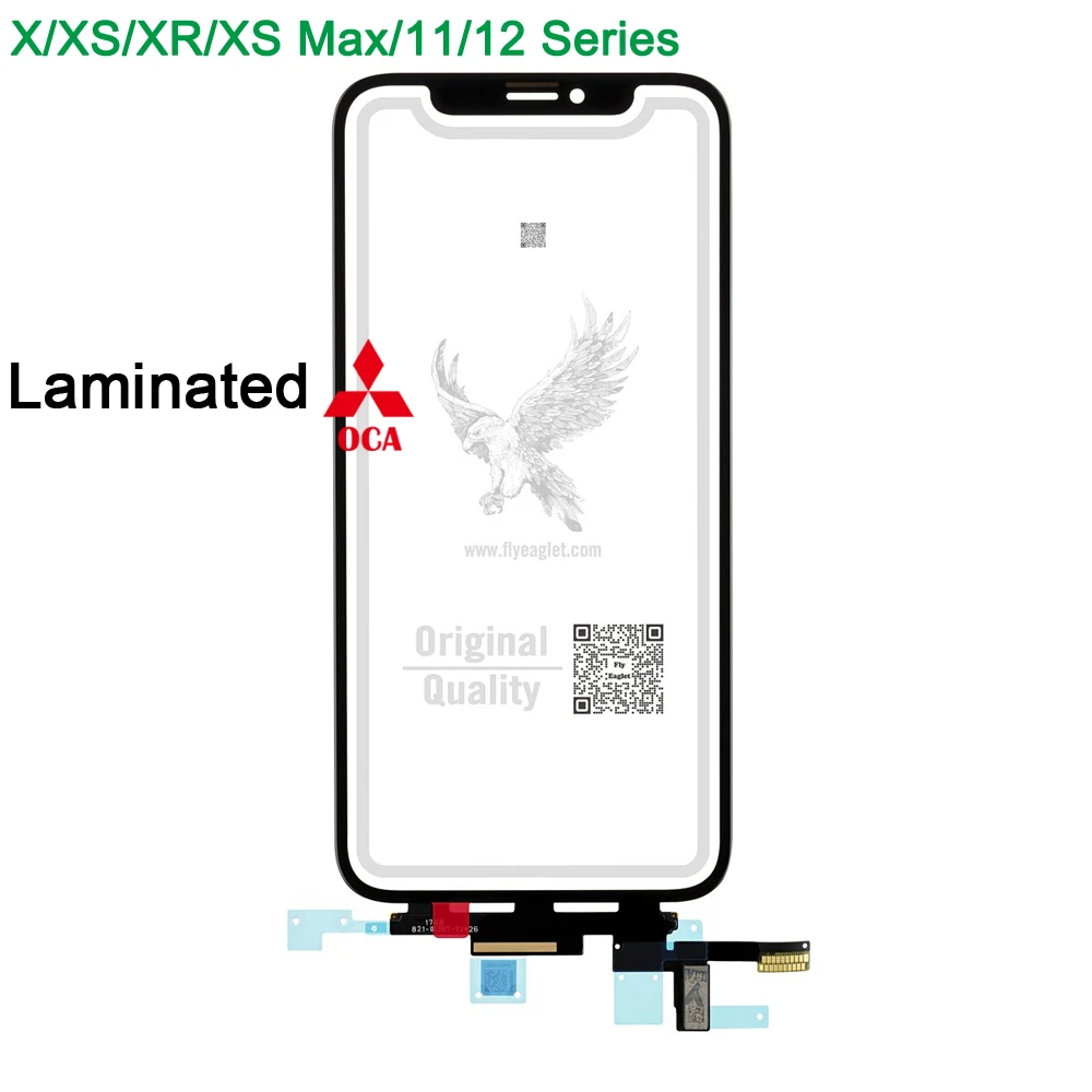 10шт (Flyeaglet) Оригинальный ЖК-дисплей С Внешним Сенсорным Экраном Digitizer + OCA Для Apple iPhone X XS Max XR 11 Pro Max 12 Mini Max