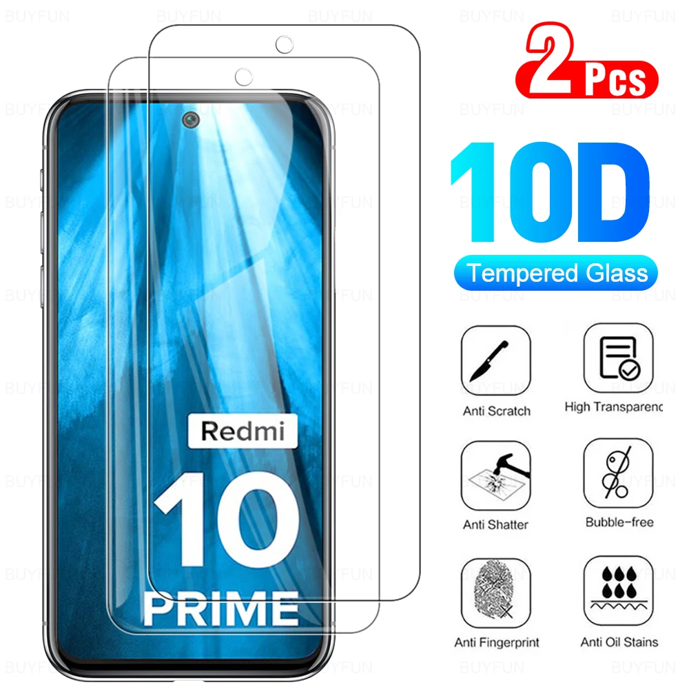Защитная пленка для экрана из 2 предметов для Xiaomi Redmi 10Prime 10 Prime Защитное стекло с полным покрытием из закаленной пленки спереди Para 10D