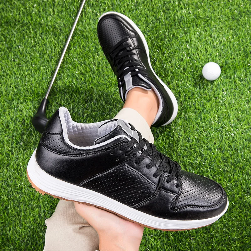 Новый тренд для тренировок по гольфу, нескользящая Спортивная Мужская обувь, Брендовая дизайнерская обувь для гольфа для женщин, Черные, Белые Кожаные кроссовки для гольфа