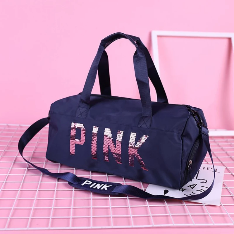 Новая дорожная сумка из ткани Оксфорд, женская сумка для занятий фитнесом, для занятий спортом в тренажерном зале, сумки для сухой и влажной обуви, сумка с розовыми блестками, спортивная сумка