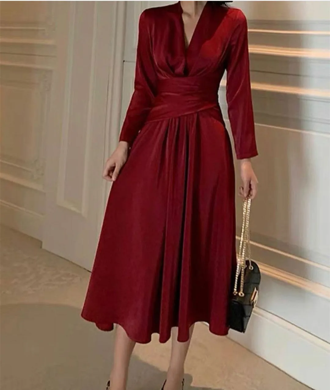 Элегантные короткие шифоновые мусульманские вечерние платья бордового цвета с карманами, трапециевидной формы, чайной длины, вечернее женское платье Abendkleid для выпускного вечера