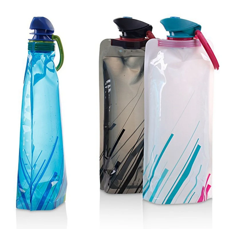 Складная Бутылка для воды, Спортивная сумка для воды, Портативная Мягкая фляжка, сумка для питьевой воды на открытом воздухе, Кемпинг, Велоспорт, 700 мл