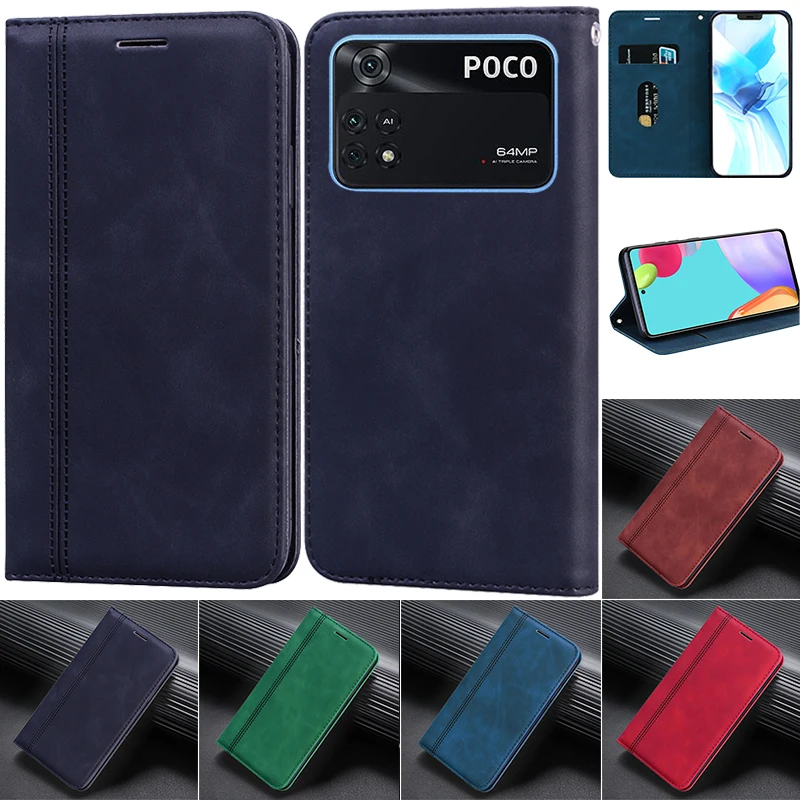 Кожаный Бумажник Флип-Чехол Для Xiaomi Poco M4 Pro Case Poco X4 M4 Pro 5G Чехол Магнитная Книга Чехол Для Телефона Poco X4 M4 Pro Fundas