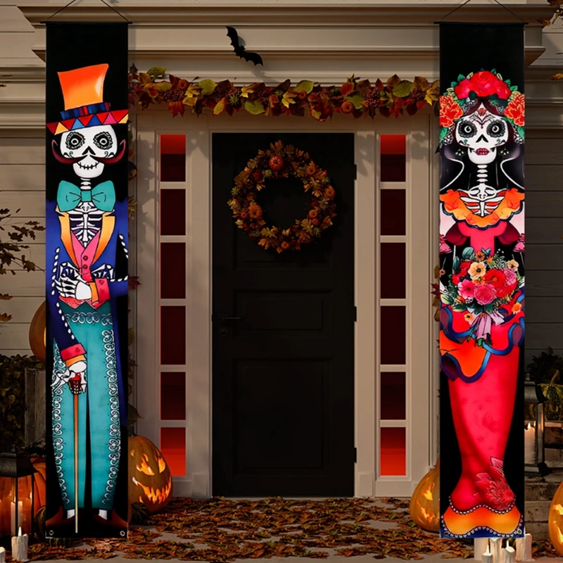 Мексиканский День Мертвых Вечерние Вывеска На Крыльце Хэллоуин Подвесной Дверной Занавес Баннер Picado Papel Мексиканская Вывеска Fiesta Вечерние Украшения