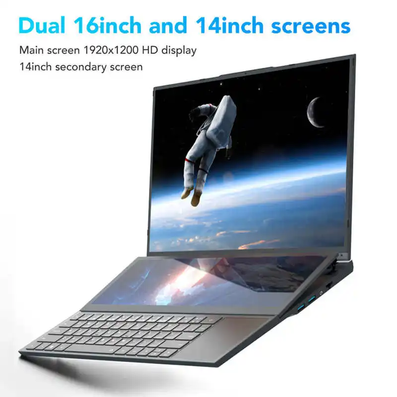 ноутбук с двойным экраном 16 дюймов 14 дюймов для Win11 Для для Core I7 CPU 8G RAM 128G SSD-памяти для ноутбука