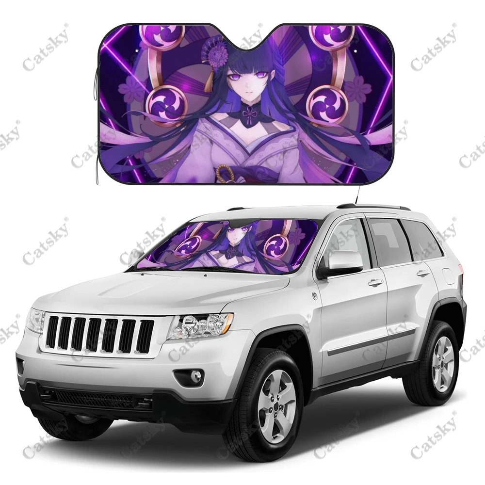 Genshin Impact Фиолетовый Солнцезащитный козырек на лобовое стекло автомобиля, Забавный Аниме Персонализированный Складной солнцезащитный козырек, солнцезащитный козырек для автомобиля SUV