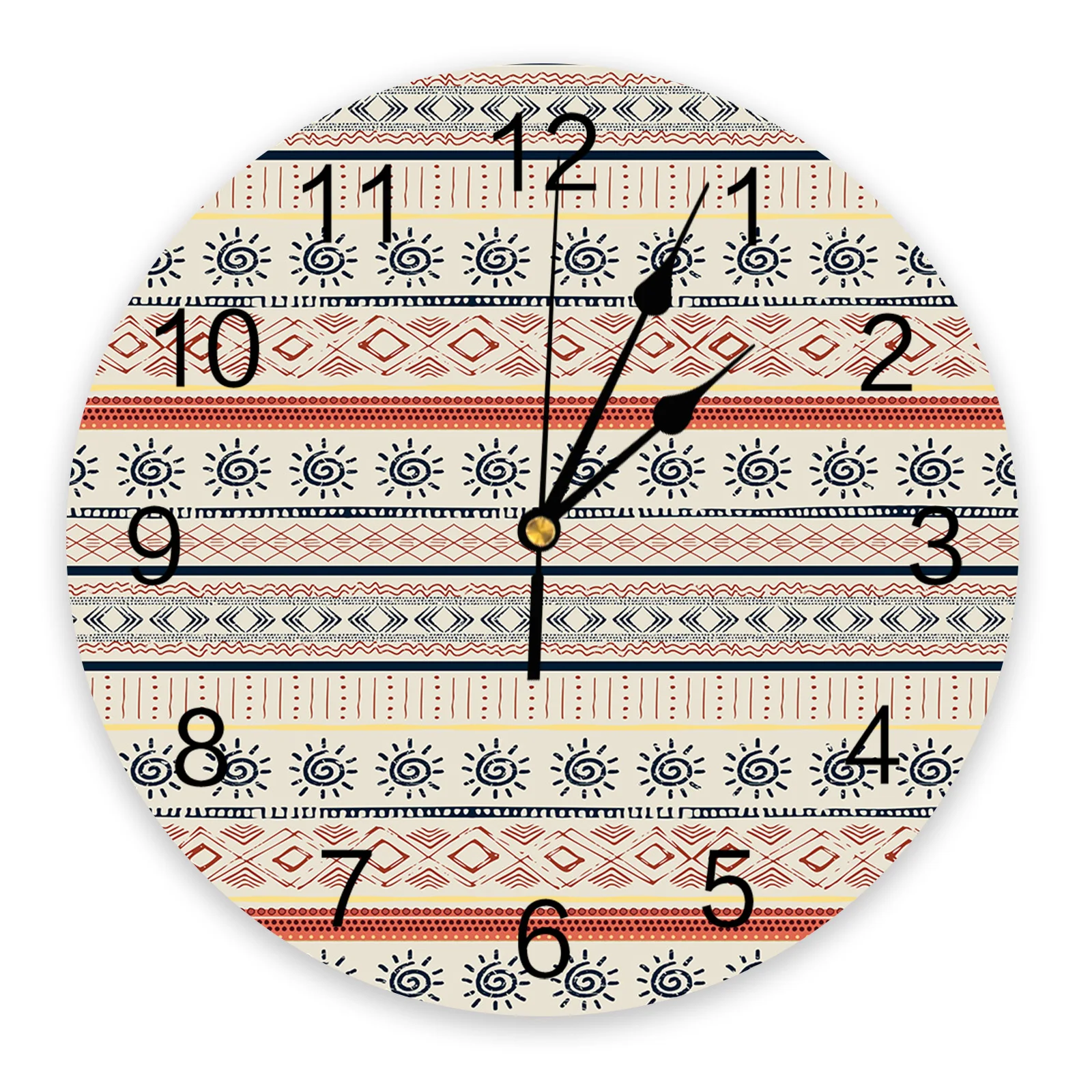 Настенные часы с ручной росписью Indian Lines, бесшумные цифровые часы для украшения домашней спальни, подвесные часы для кухни