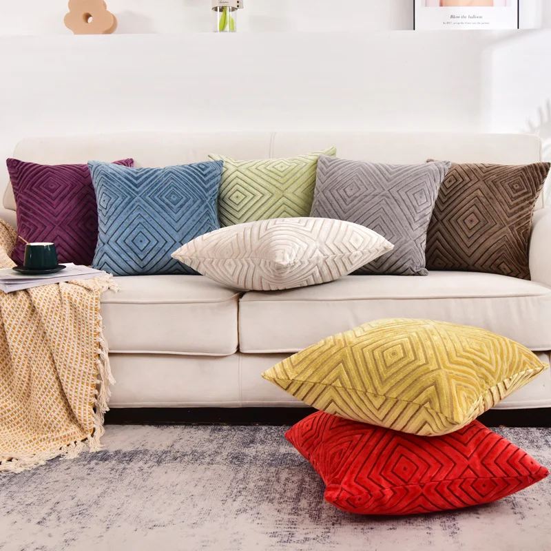Современный простой чехол для подушки, сплошной цвет, геометрический, красный, желтый, синий, декоративные подушки, Наволочка для кровати, дивана, домашнего офиса