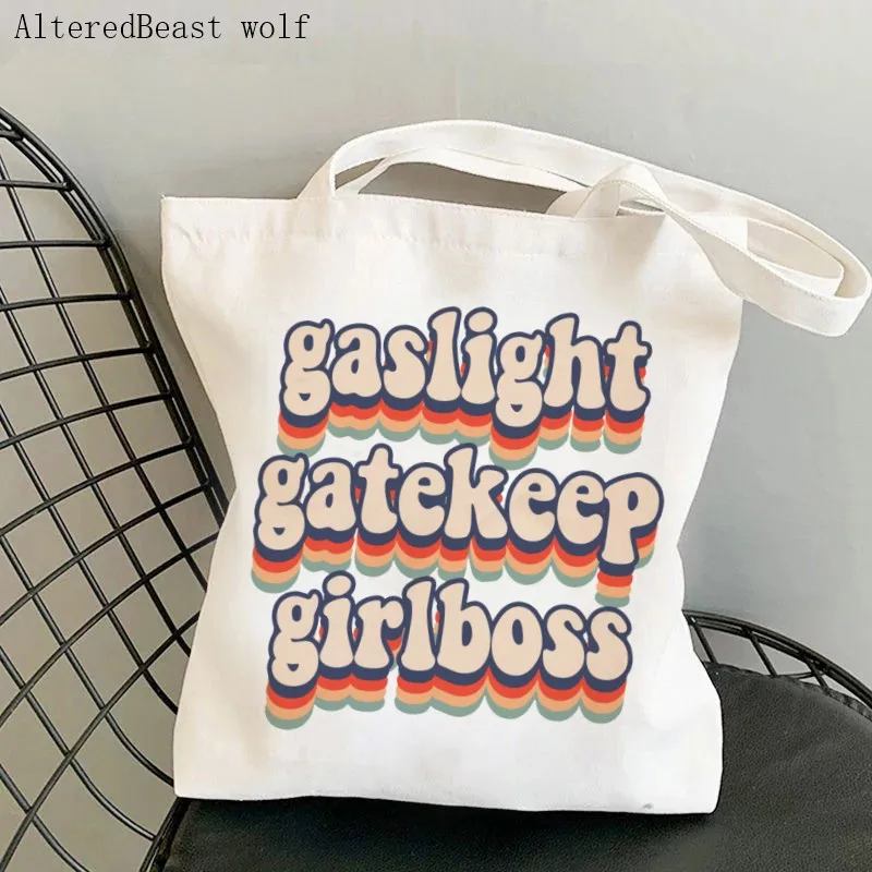 Женская сумка для покупок gaslight gatekeep girlboss Bag женская сумка для покупок Холщовая сумка для покупок женская сумка-тоут на плечо Женская сумка