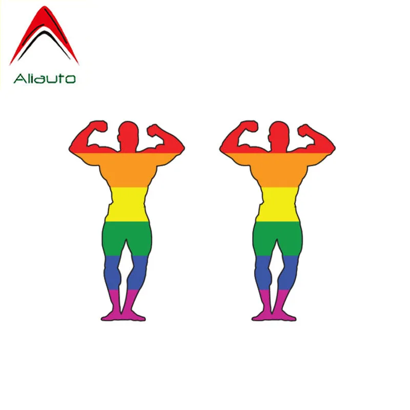 Aliauto 2 X Забавная Автомобильная Наклейка Gay Rainbow Muscle Man Автоаксессуары Виниловая Наклейка на Царапины для Kia Rio Chevrolet, 8 см *5 см