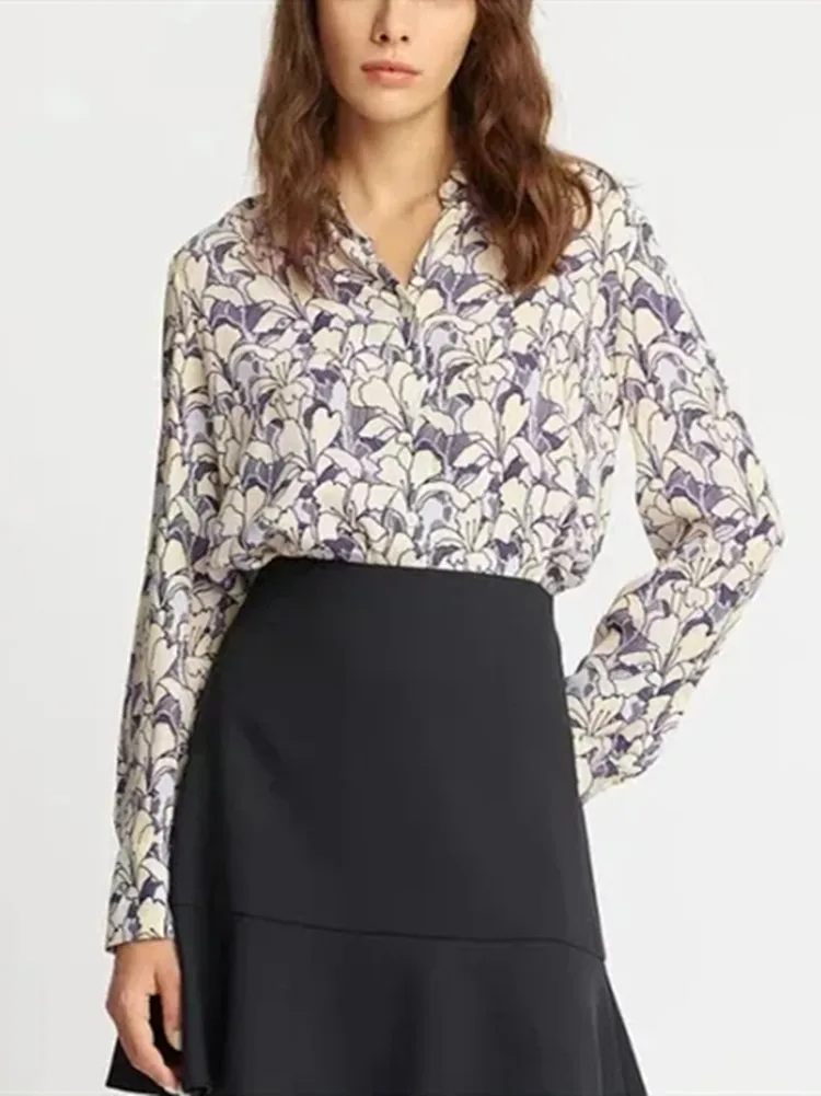 Женская рубашка и топ с цветочным принтом Fresh Lily, однобортная женская блузка с отложным воротником, Весна 2022 г.