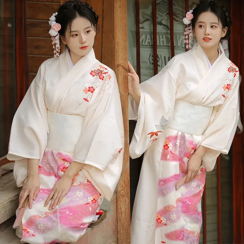 Японское традиционное Кимоно, Женская одежда для банкетов и танцев, Винтажная Нежная элегантная улучшенная одежда для японской фотографии