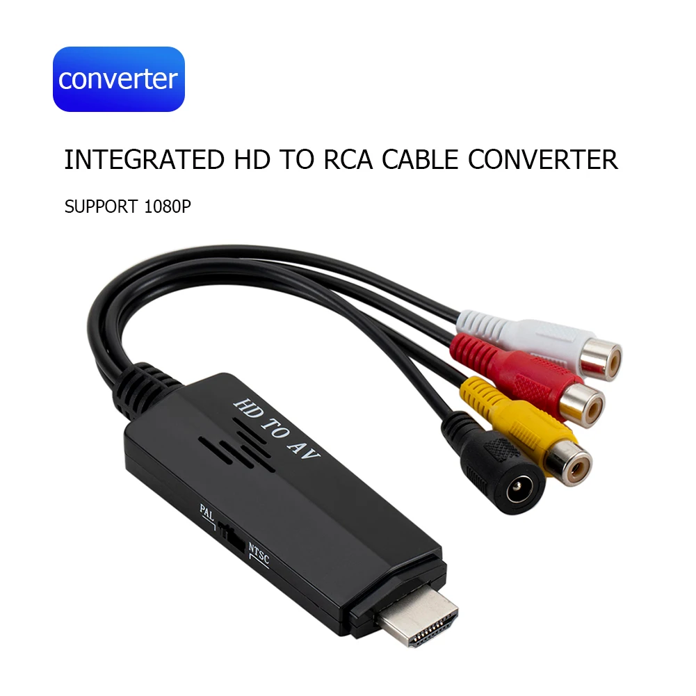 AV-совместимый конвертер HDMI 1080P 720P для телеприставки, кабель-адаптер HD-AV RCA для мужчин и женщин для DVD ROKU PS3 Xbox 360