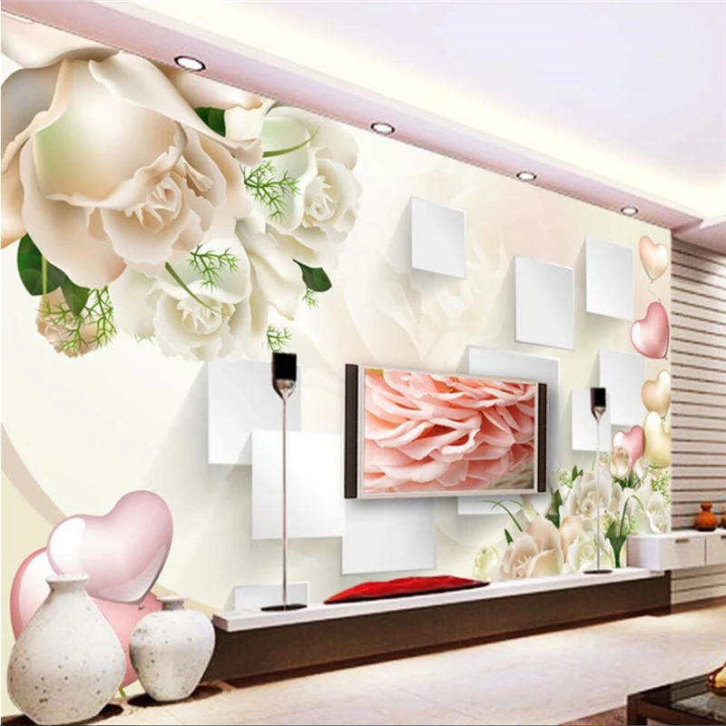 beibehang Пользовательские обои rose 3D стерео коробка гостиная спальня фон настенная декоративная роспись Papel de parede обои