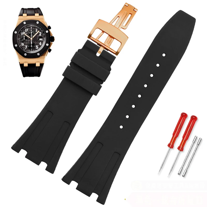 Высококачественный Силиконовый ремешок для часов 28 мм браслет для AP 15703 26470SO Royal Oak offshore мужской черный ремешок для спортивных часов Браслет