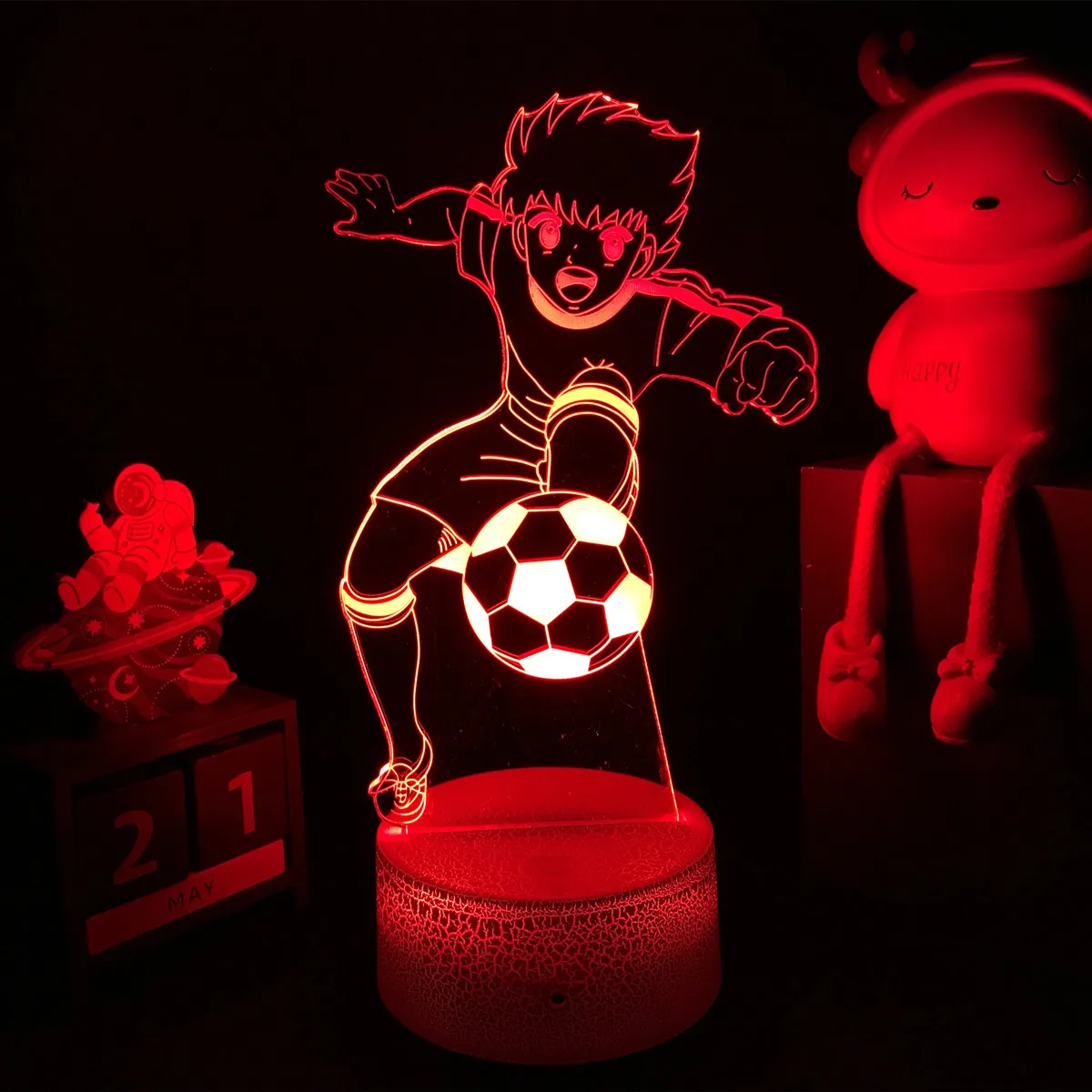 3D светодиодная фигурка Капитана Цубаса из аниме, неоновый ночник, Рождественский подарок Отаку Для друзей, Лавовая лампа, футбольные фанаты, детский подарок