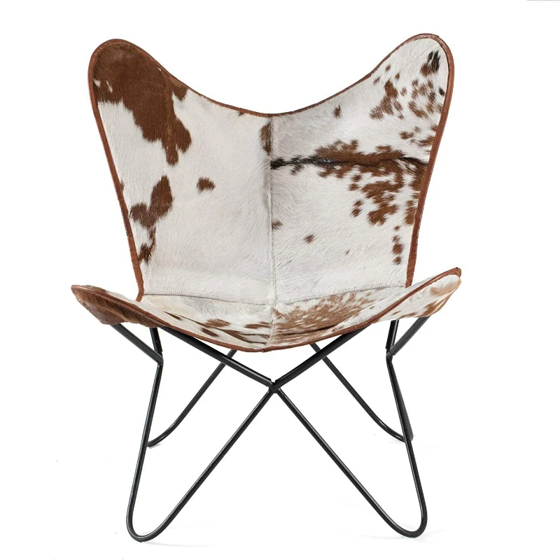 Кресло ручной работы из винтажной воловьей кожи с бабочкой, складное спальное место, кресло для отдыха