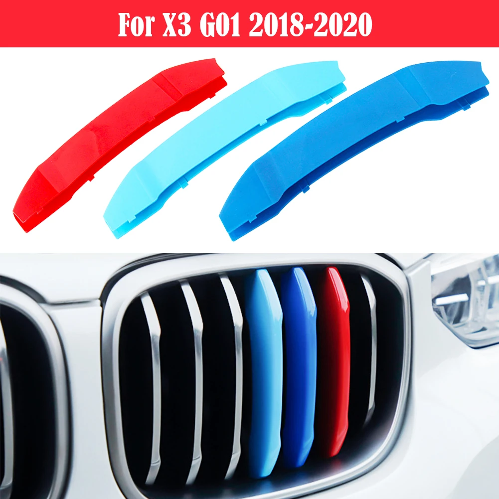 3шт Накладок на переднюю решетку радиатора для гоночных автомобилей BMW X3 G01 2018 2019 2020 M Power Performance Гриль Автомобильные Аксессуары