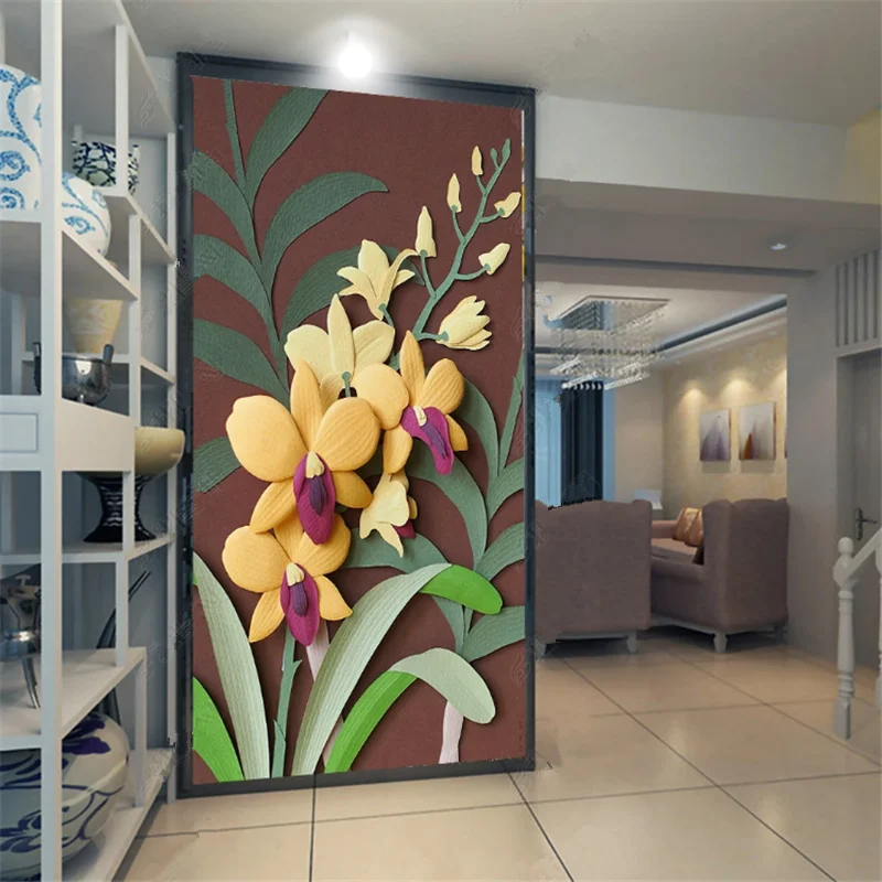 бейбехан Пользовательские 3D резьба по бумаге рельефные листья крыльцо цветочный фон стены гостиной китайская живопись обои фотообои