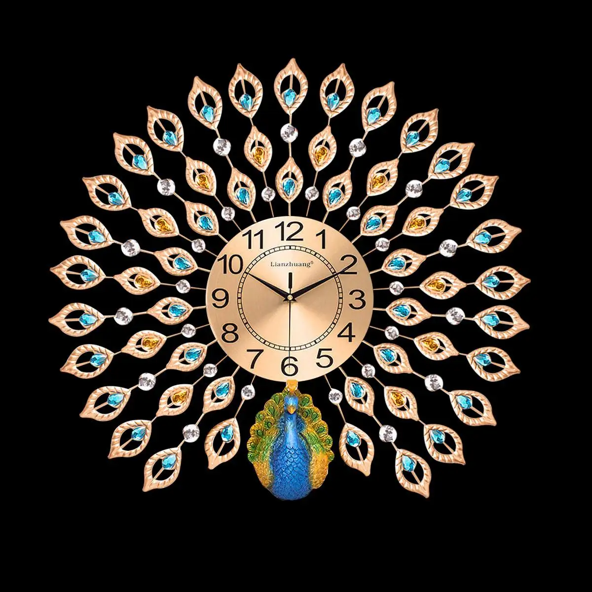 Украшение дома Павлин Настенные часы Большой 3D Кристалл Алмаза Роскошный кварц Современный Домашний декор гостиной Бесшумные настенные часы