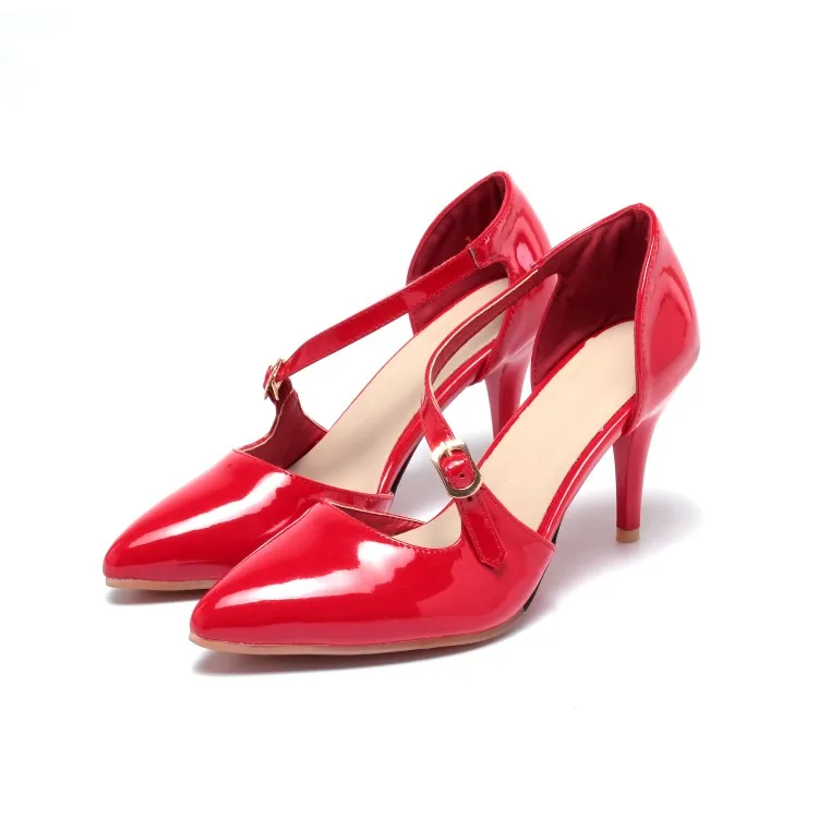 Sweet Fashion, Размер 34-43, женское платье, красные свадебные туфли, летние босоножки для невесты, женские туфли-лодочки на высоком каблуке с острым носком 1398