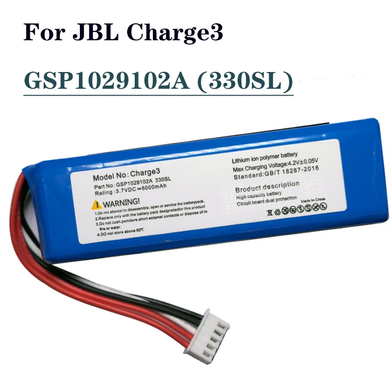 GSP1029102A 330SL Аккумулятор для JBL Charge3 Зарядите 3 левых отрицательных беспроводных динамика Bluetooth литий-полимерный аккумулятор 6000 мАч