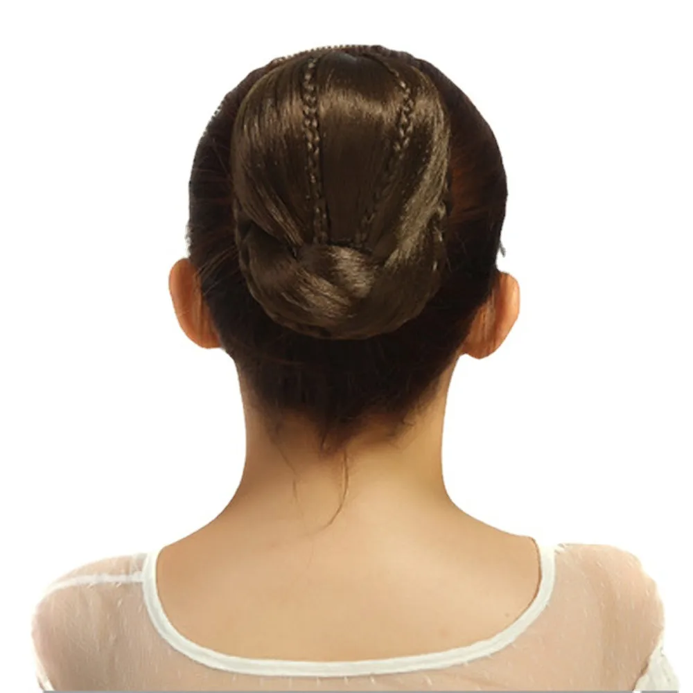 Синтетические булочки из термостойкого волокна, женские черные цвета, волосы длиной 12 см, плетеный Шиньон, заколка в виде бублика для волос