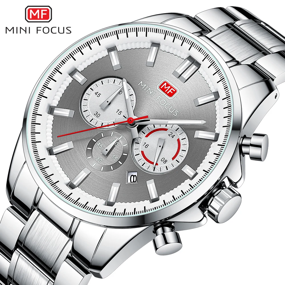 Мужские часы MINIFOCUS, новая мода, нержавеющая сталь, лучший бренд, роскошные повседневные кварцевые наручные часы с хронографом для мужчин