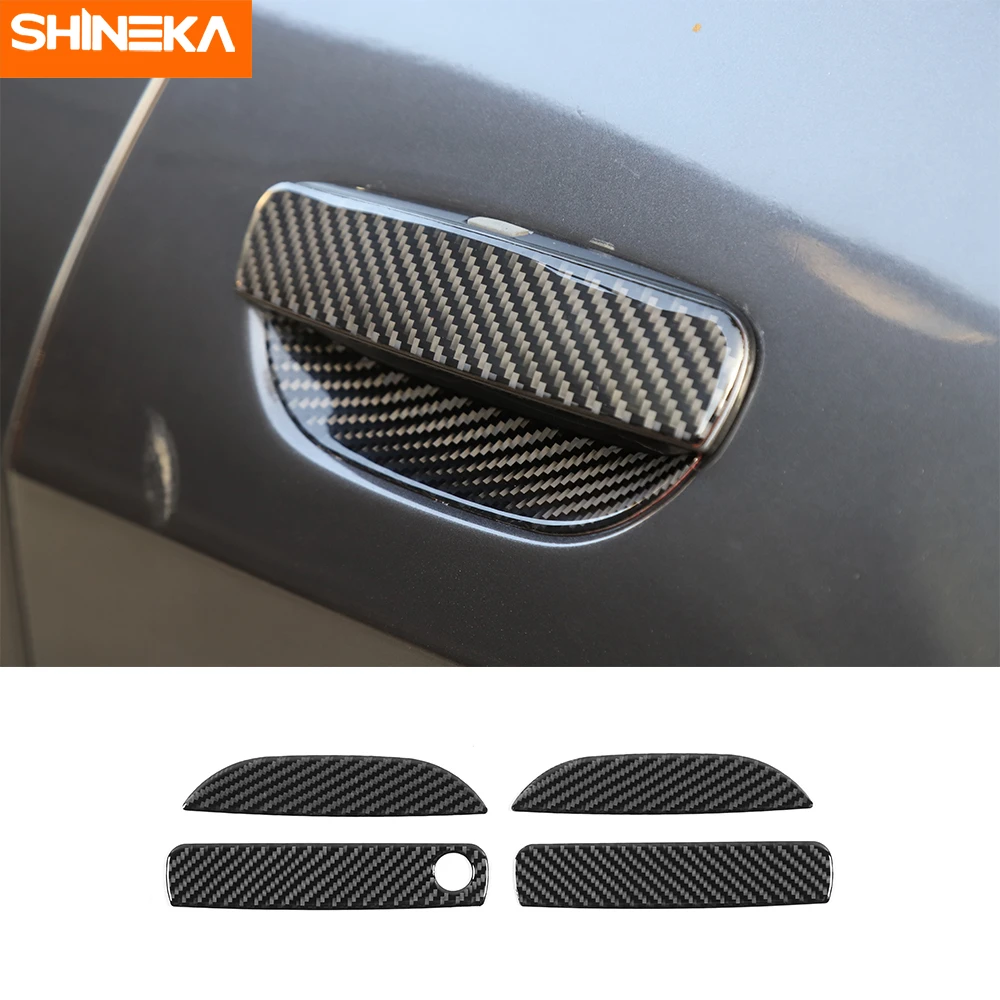 Автомобильные наклейки SHINEKA для автомобиля Dodge Challenger, наружная дверная ручка, украшение дверной чаши, наклейки на крышку для Dodge Challenger 2011 +