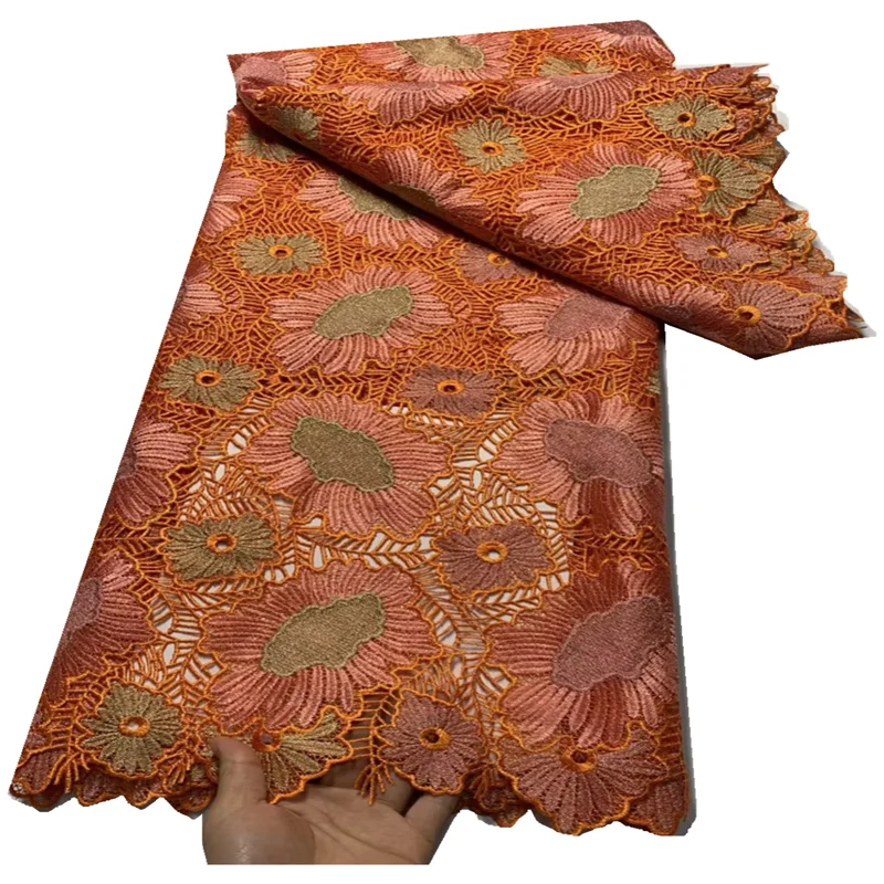Новое поступление Швейцарской кружевной ткани, Высококачественное Африканское хлопчатобумажное сухое кружево с тяжелым хрусталем для женских вечерних платьев FT377