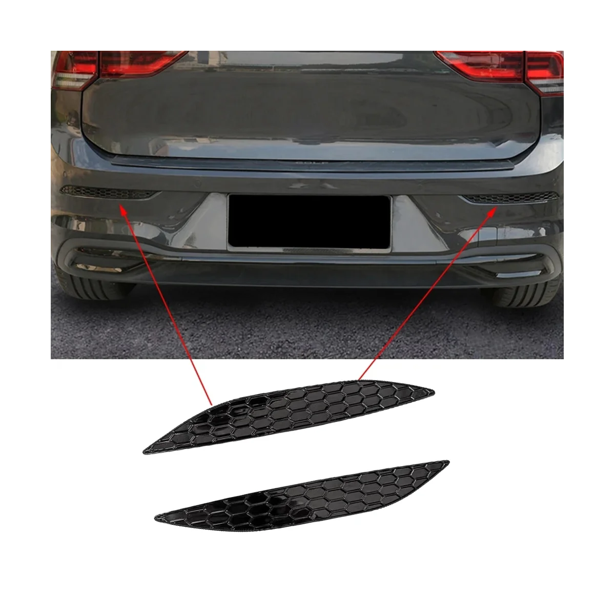 2 шт., Наклейка для отделки заднего противотуманного фонаря в виде сот, наклейка для VW Golf MK7 7R/Rline 2014-2018, Полосы заднего бампера