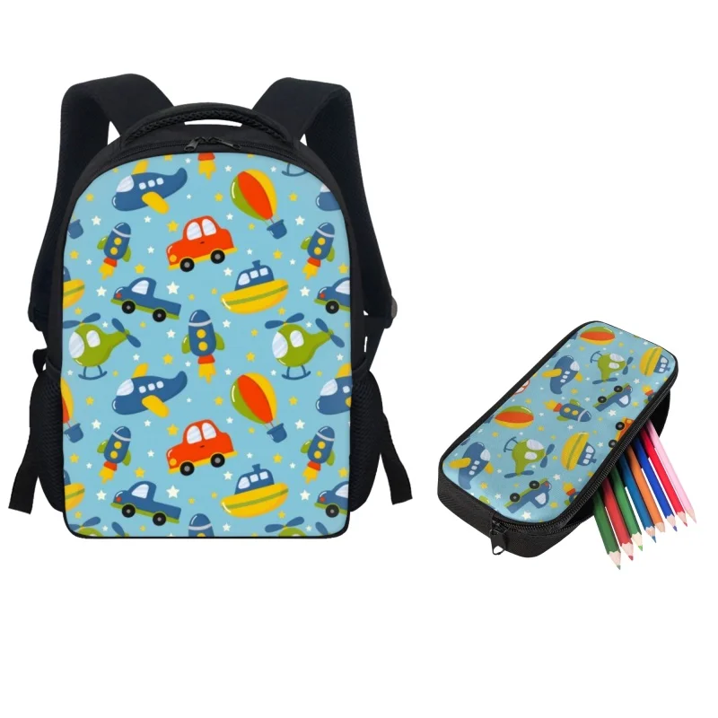 Школьная сумка для детского сада с рисунком мультяшного автомобиля, 2 шт./компл., рюкзаки для детей дошкольного возраста, детские школьные сумки, сумки-карандаши Mochila