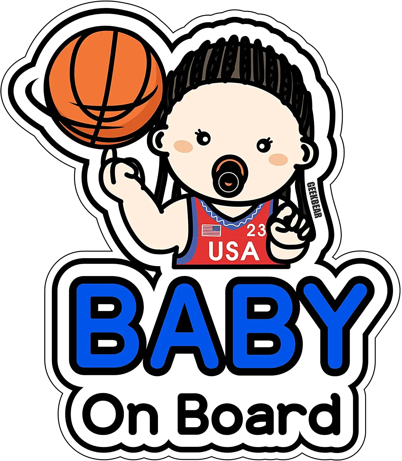 Наклейка с ребенком на борту (девочка-баскетболист) - Наклейка на бампер автомобиля для ребенка - Наклейка на окно автомобиля для ребенка 17 см * 15 см