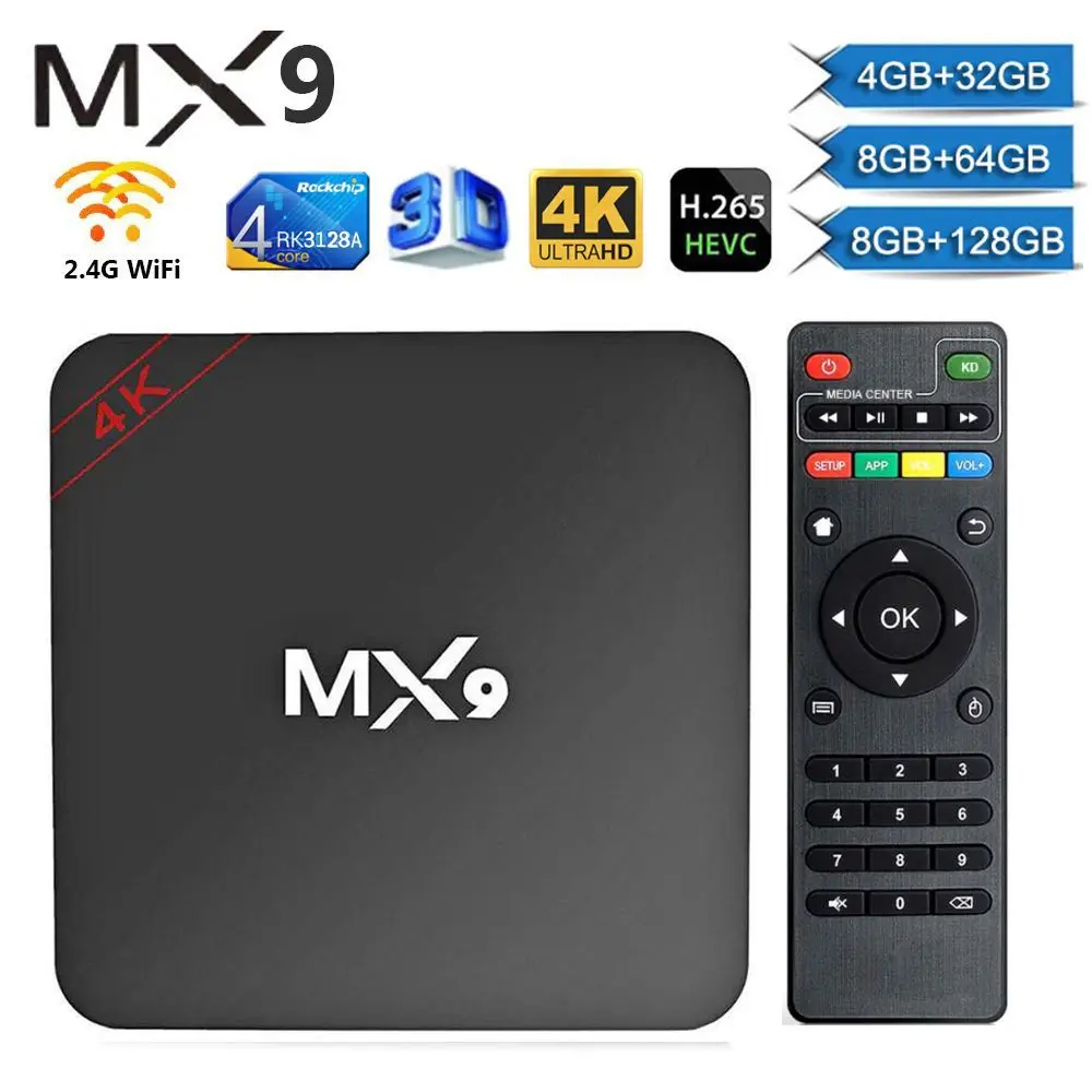 2022 Новый Smart TV Box Для MX9 8GB 128GB 3D 4K 2.4G Wifi телеприставка для Rockchip RK3128 Четырехъядерный медиаплеер для Android 10