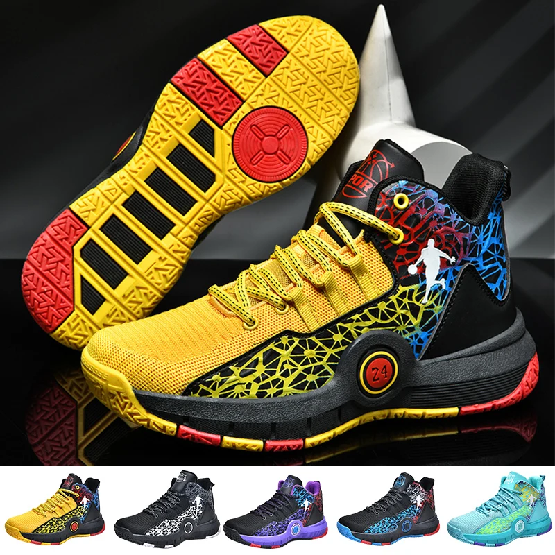 Баскетбольная обувь Для мальчиков, спортивная обувь для тренировок на открытом воздухе, Унисекс, Дышащие нескользящие Мужские баскетбольные кроссовки, Новинка 2023 года выпуска
