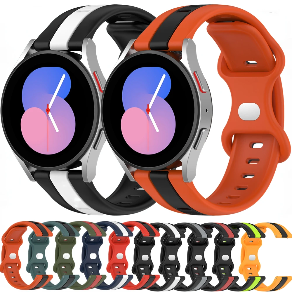 силиконовый ремешок 20 мм 22 мм для Samsung Galaxy Watch 5/4/3/Gear S3/Huawei Watch GT-2-3- Двухцветный браслет Pro для Amazfit GTR Band