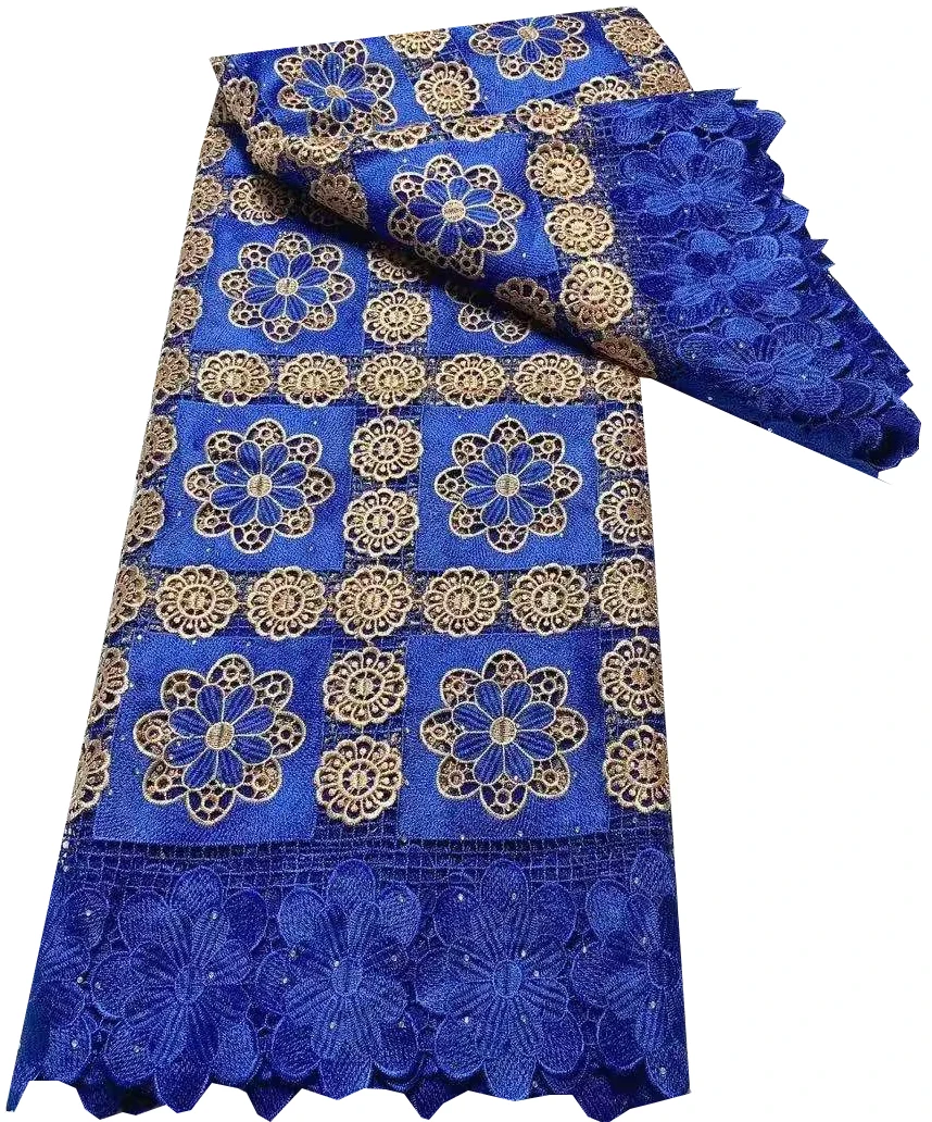 Royal Blue Лидер продаж, Водорастворимое Химическое Молочное Шелковое Кружево С Каменным Гипюром, Африканские Нигерийские Кружевные ткани, Свадебное платье YLA109